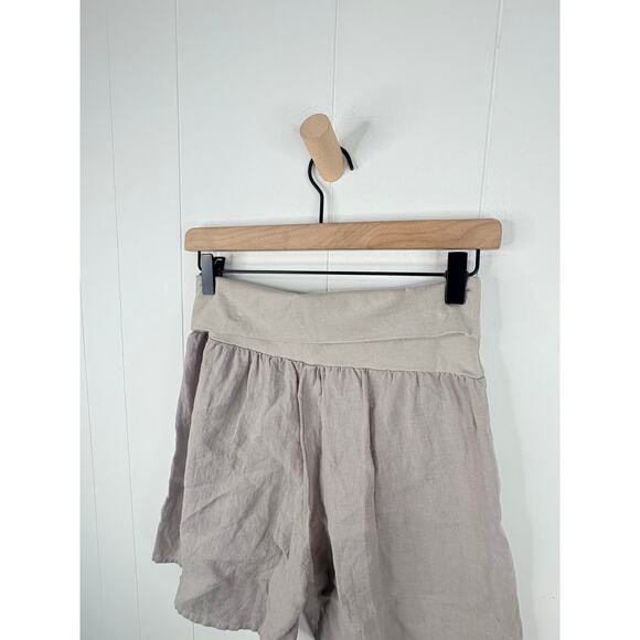 Sundance Linen Fold Over Shorts Size Small Gray Lagenlook Minimalist - Picture 7 of 8